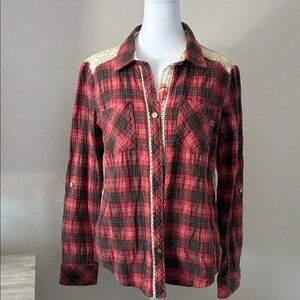 Miss Me flannel/ silk shirt